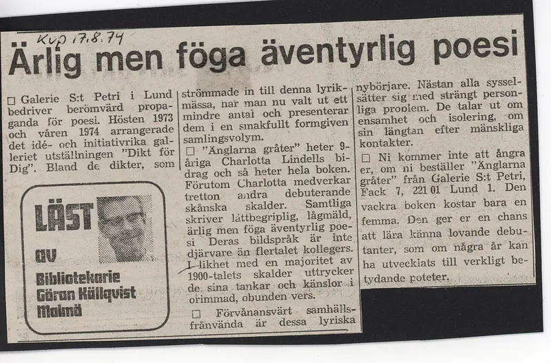 FALL 73 TO SPRING 74 DIKT FÖR DIG — Sheet 1